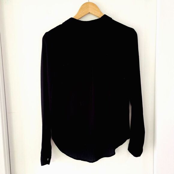 PAIGE Womens Casual Button Up Black V-Neck Long Sleeve Blouse Lightweight Size S - Picture 4 of 11